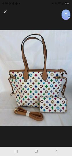 Multi color tote and wallet