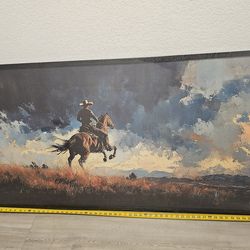 Extra Large 60” x 30” Western Cowboy Framed Wall Art – Rustic Ranch Style