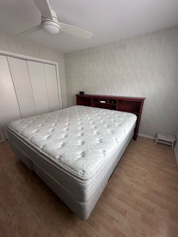 King Mattress, box spring, headboard and frame