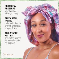 CONAIR x Tamera Mowry Collection Satin Swirl Print Hair Bonnet hat cap Women's  wrap