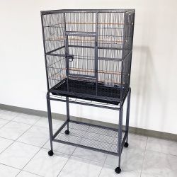 Brand New $135 Large 63” Bird Cage, Rolling Stand, Plastic Tray, Size 32x19x62” for Mid-Sized Parrots