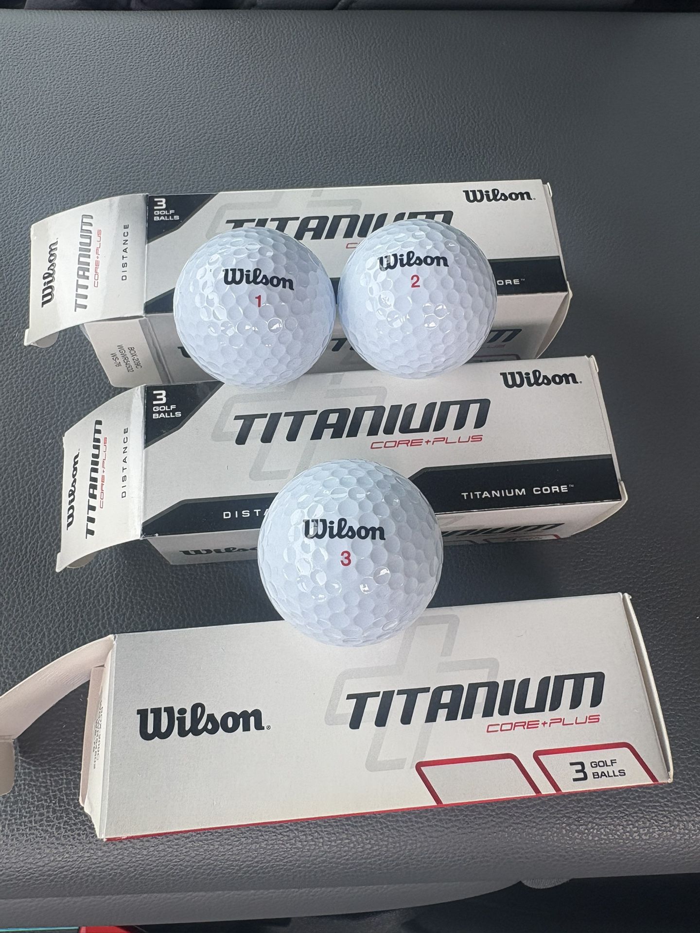 9 Wilson Titanium Core+ Plus golf balls. Distance model with titanium core