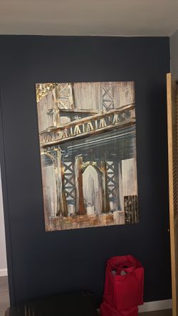 Modern Industrial Wall Art – Bridge Canvas on Wood Panel