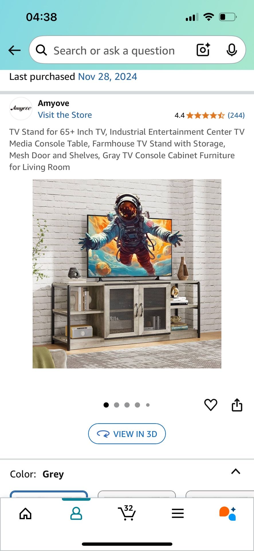 TV Stand for 65+ Inch TV, Industrial Entertainment Center TV Media Console Table, Farmhouse TV Stand with Storage, Mesh Door and Shelves, Gray TV Cons