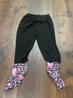Girls black and pink butterfly leggings size 7/8 #1