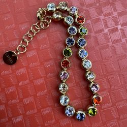 Multi Color Zirconia Faucet Shiny Gold Plated Bracelet