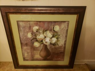 Nice big flower painting. 36 1/2 by 36 1/2. Painting by Sylvia Vassileva. Make offer