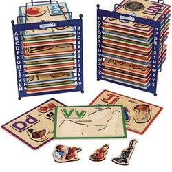 26 Alphabet Photo Puzzles + Storage Rack! Brand New