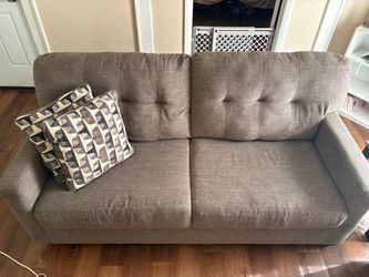 Gray Fabric Tufted Couch & Two-Seat Sofas set