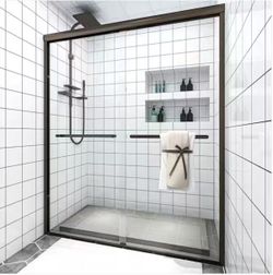 56 in. - 60 in. W x 72 in. H Sliding Framed Shower Door in Oil Rubbed Bronze