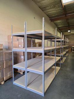 4 Tier Shelving 48 in W x 24 in D American Made Used Heavy Duty Steel Boltless Storage Rack Delivery Available
