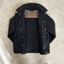 Burberry Children Black Quilted Check Jacket