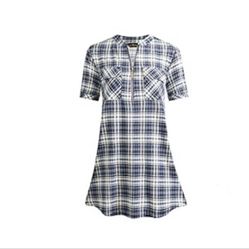 New in bag betsyrando Women's Zip Up V Neck Plaid Shirt Short Sleeve Casual Tunic Shirt Flowy Tops (XXL)