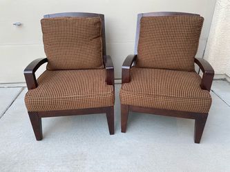 Pair of Upholstered Armchairs with Wood Frame