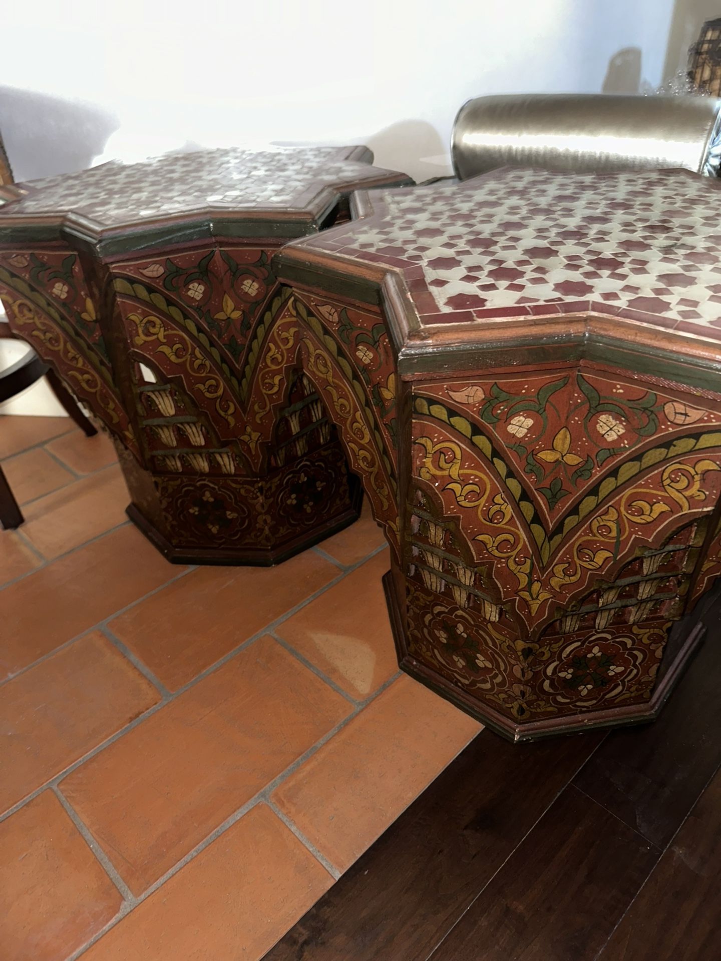 Hand Painted, Tile Topped Moroccan Tables (2) PRICED INDIVIDUALLY