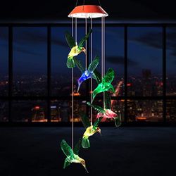 Glow In The Dark Solar LED Color Changing Windchimes. Hummingbirds. New in Pack