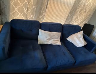 Navy Blue 3-Seat Upholstered Sofa
