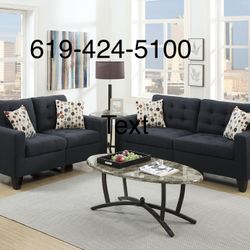  SOFA  &   LOVE  SET   ( BLACK  - POLYFIBER  )