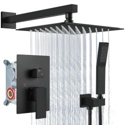 Aolemi Matte Black Shower System 12 Inch Rain Shower Head