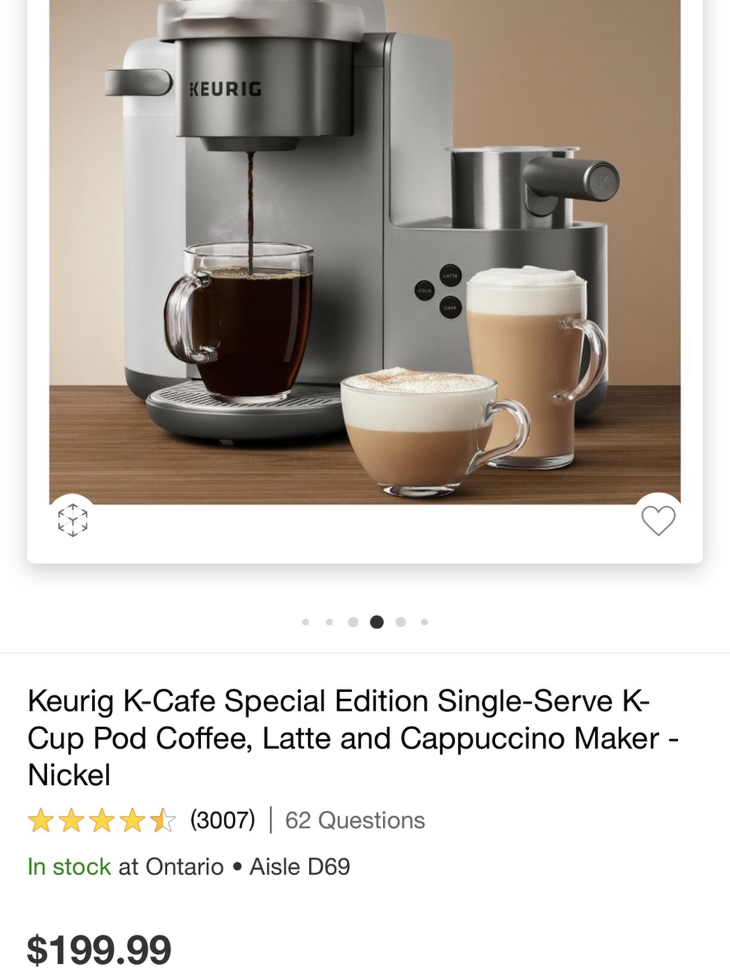 KEURIG K-CAFE Latte Cappuccino Espresso Coffee Maker K84 Nickel 