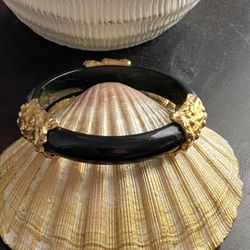 Bakelite Black & Gold tone Nugget Vintage 1930's Bangle
