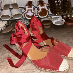 Red Espadrille Wedge