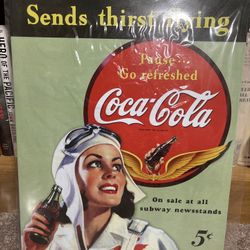 Retro Coke Ad Tin Sign 