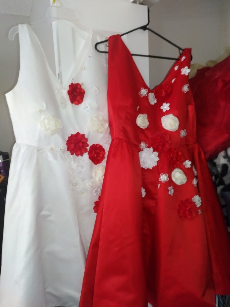 Two Dresses Red And White  Xl