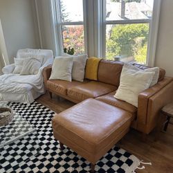 Vegan Leather Sofa And Ottoman 