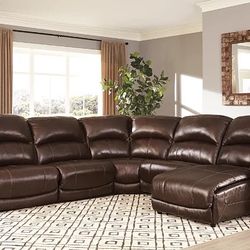 Hallstrung Leather Power Reclining Sectional 