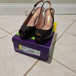 Libby Edelman Black Peep Toe Heels - Brand New Size 10