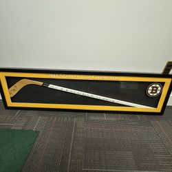 Framed Hockey Stick Signed By 2011 Stanley Cup Champion Bruins Team 