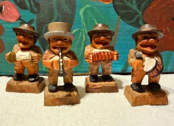 Mini Musician Hand Carved Wooden Figurines From Germany, Beautiful Artwork! 2.5 inches Height.