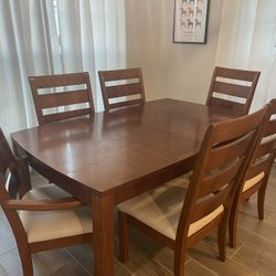 Hardwood Dining Table With 6 Dining Chairs