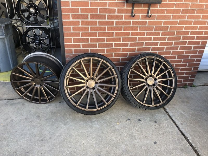 Used Vossen VFS2 wheels 3 rims total 2 tires