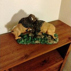 Bison Fighting Sculpture