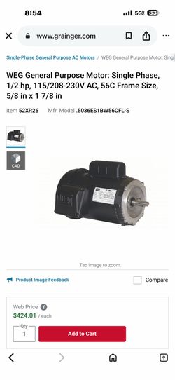 Weg 1PH .05 HP motor