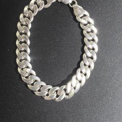 .925 Sterling Silver Heavy Chuncky Biker Bracelet Miami Cuban Curb Link