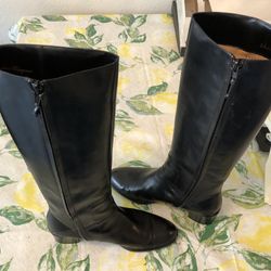 Salvatore Ferragamo Knee High Black Leather Boots