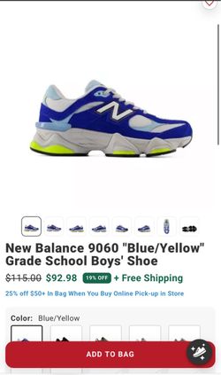 New Balance 9060 Blue Yellow Kids Sneakers