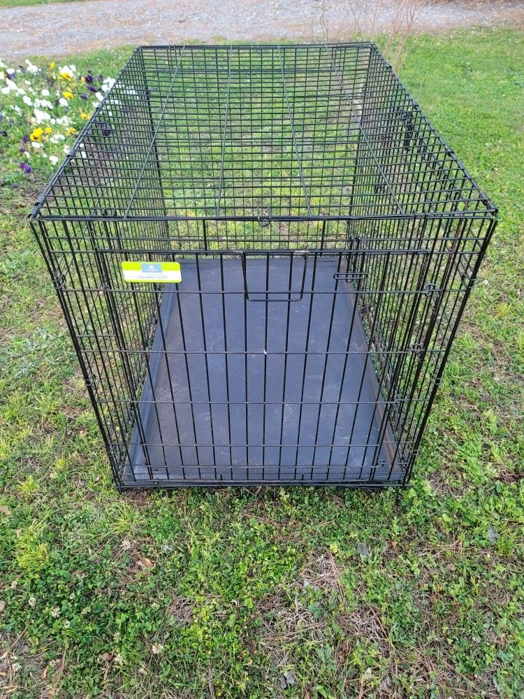 Large 42" Double Door Dog Crate with Tray Foldable 