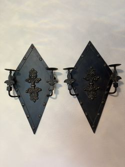 Beautiful Cast Iron Wall Hanging With Candle Holder