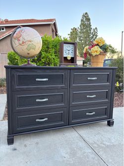 Dark 6 Drawer Dresser Chest of Drawers Furniture Great Condition
