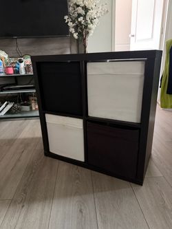 IKEA Kallax 4-Cube Storage Shelf with Bins