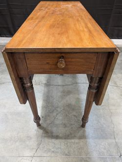 Vintage Style Wood Drop Leaf Accent Table with Drawer