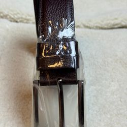 Premium Brown Genuine Leather Belt with Classic Metal Buckle Durable Everyday Wear