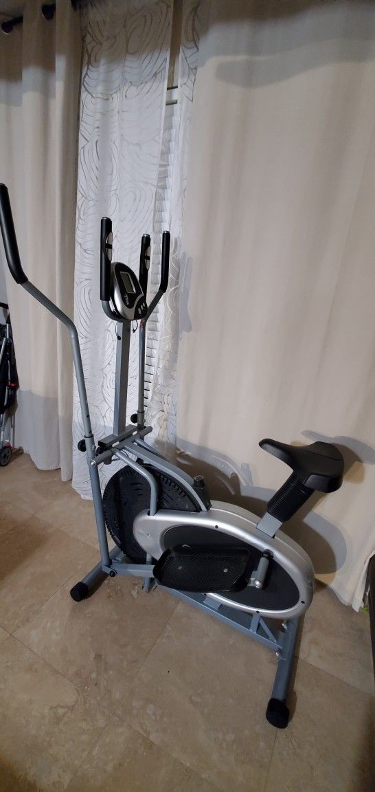 2 in 1 Elliptical Bike Cross Trainer Exercise Machine Fitness Workout Gym Cardio
