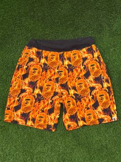 A Bathing Ape Bape Flame Wide Shorts Size XL 