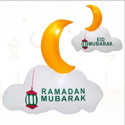 5FT Ramadan Inflatable Decorations, Eid Mubarak Inflatable Crescent Moon Decoration - NEW