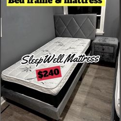 Twin Size Bed Frame With Pillow Top Mattress Included 